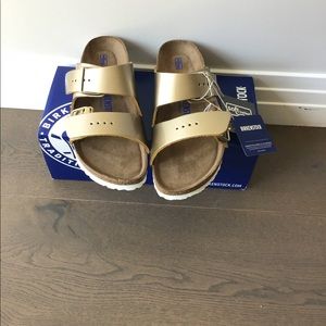 Gold Birkenstocks NEVERWORN